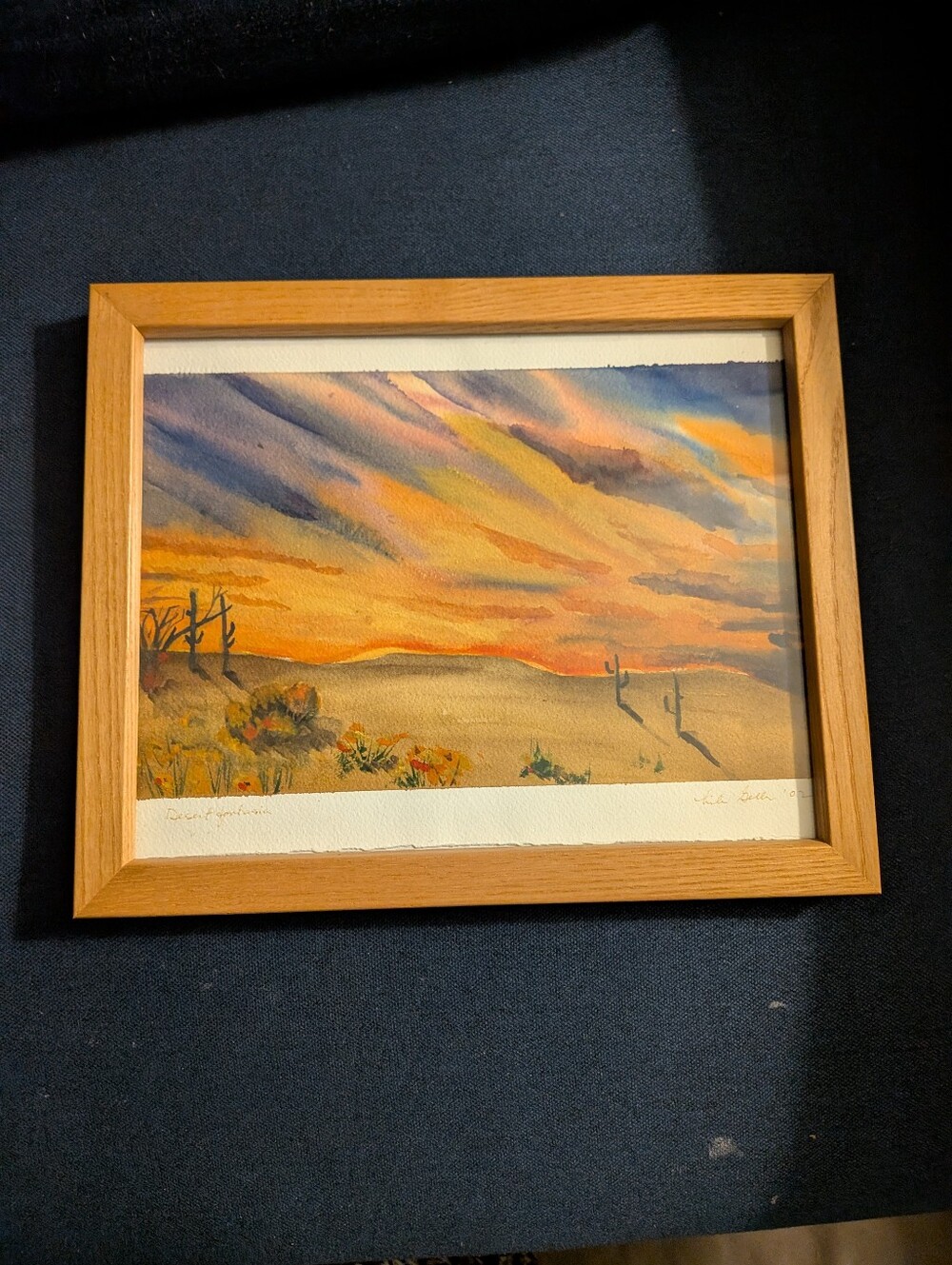Original Watercolor Desert Sunset Wall Art